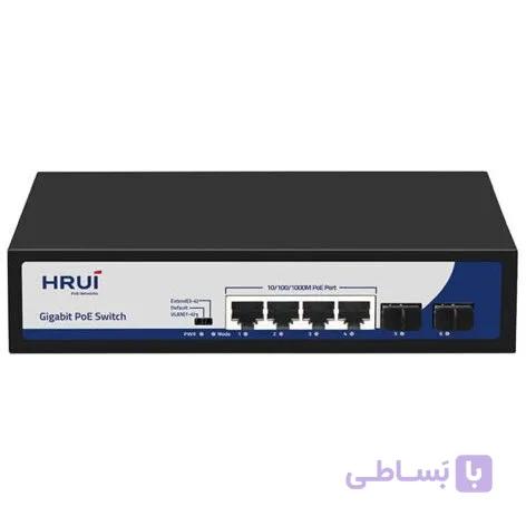 سوئیچ PoE دارای 4 پورت PoE گیگ و 2 پورت Uplink SFP گیگ اچ ار یو ای HRUI HR900-AFG-42NS-120 — تصویر 1