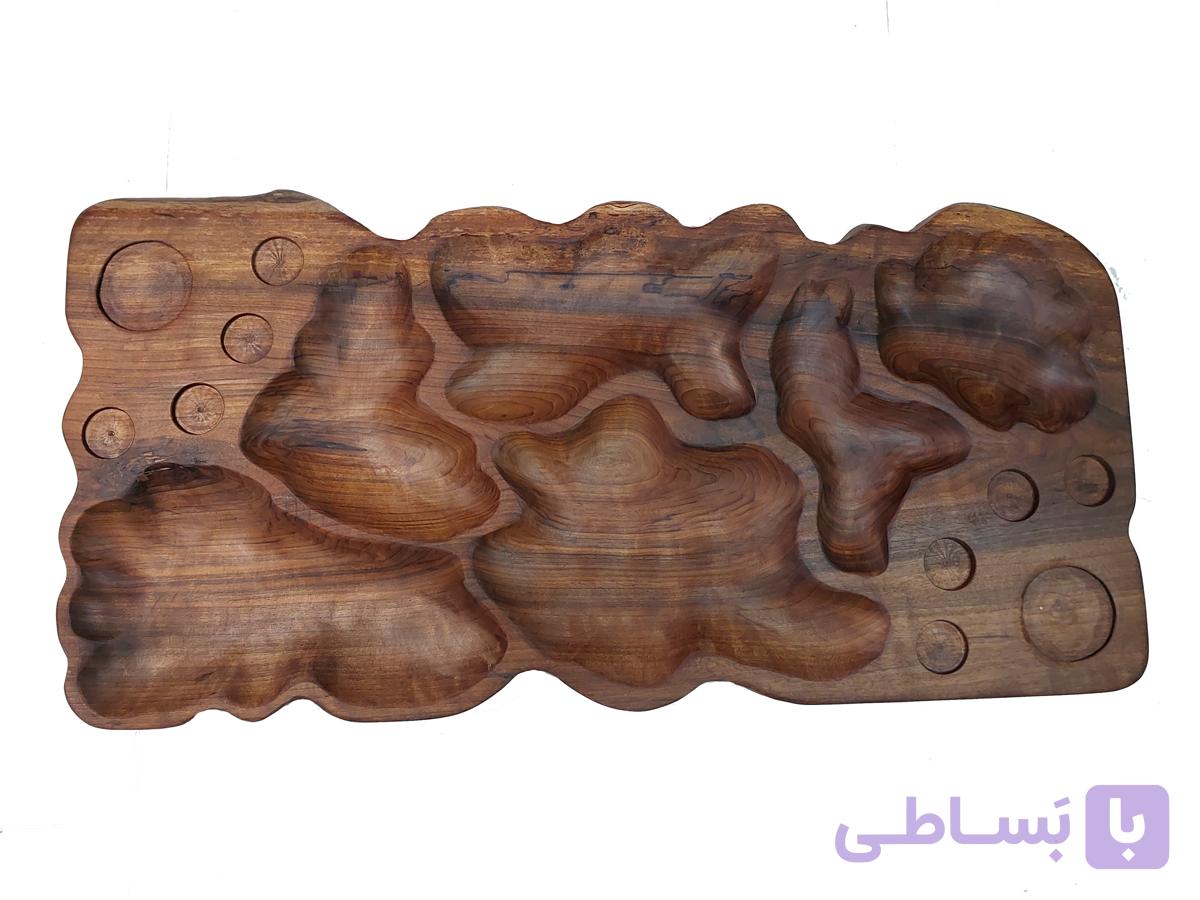 سینی پذیرایی چوبی گردو طرح ماز ایران بلوط — تصویر 1