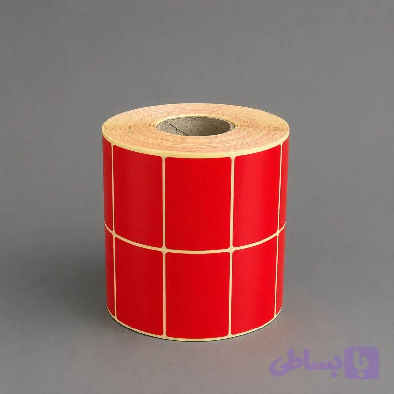 لیبل رنگی ( قرمز) دو ردیفه 50*25 رول 4000 عددی