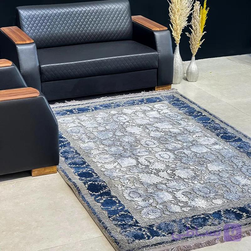 فرش ماشینی کهنه‌نما طرح آرین کد 70044 ذغالی طوسی — تصویر 1