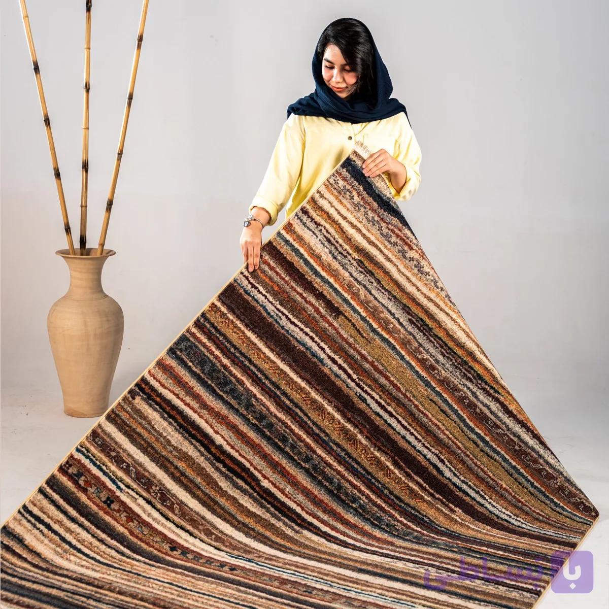 فرش مدرن طرح 25MM0110 بادامی 700 شانه