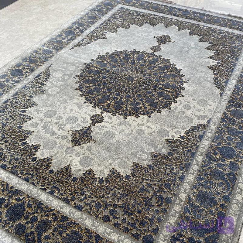 فرش ماشینی 700 شانه طرح آرین کد 70056 آبی طوسی — تصویر 1