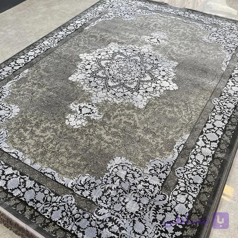 فرش ماشینی 700 شانه طرح آرین کد 70052 طوسی نقره ای — تصویر 1