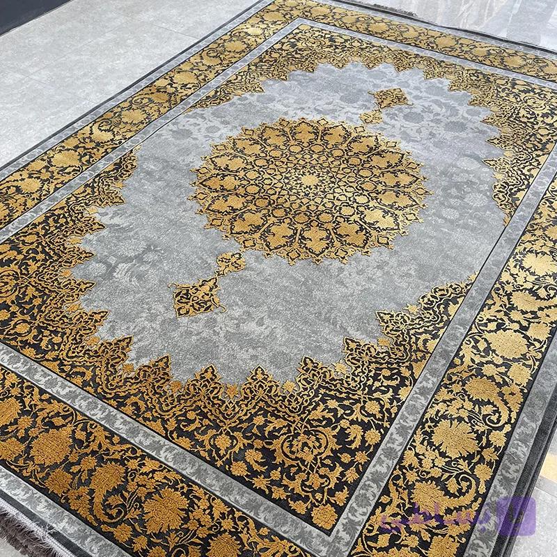 فرش ماشینی طرح آرین کد 70051 طلایی طوسی 700 شانه — تصویر 1