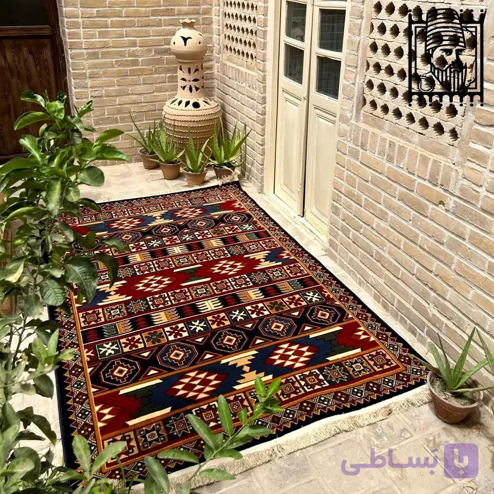 فرش گبه عشایری طرح 31742 سرمه ای بزرگمهر — تصویر 1