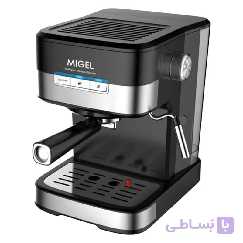 اسپرسو ساز خانگی 1.1 لیتری میگل مدل GEM 100، نیمه اتوماتیک با مصرف پودر قهوه، مناسب تهیه اسپرسو، کافه لاته، موکا، کاپوچینو و امریکانو، دارای یک عدد نازل قهوه، حالت آماده به کار