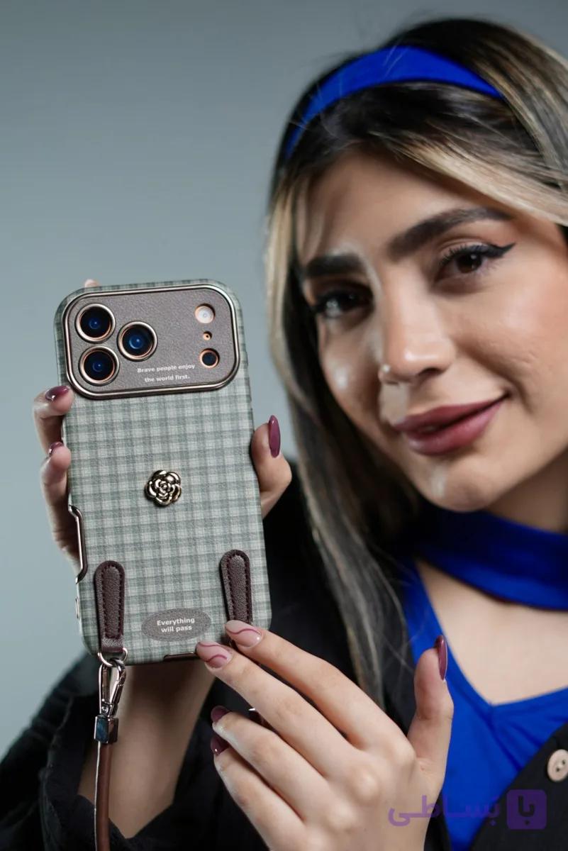 قاب موبایل آیفون چهارخونه سبز این نیز بگذرد + بندست — تصویر 1