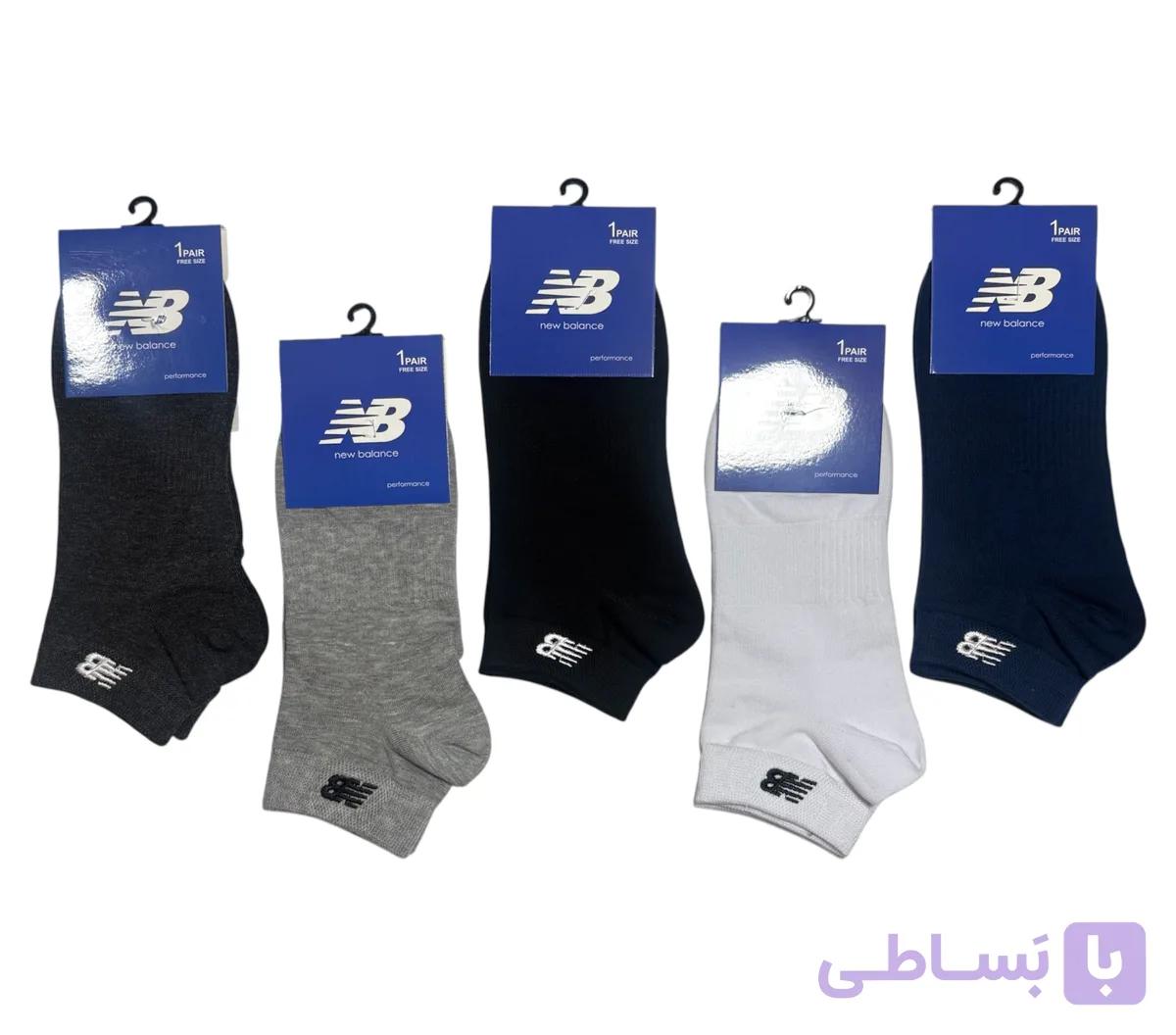 جوراب اسپرت نخ پنبه درجه یک زیرقوزکی مردانه گلدوزی new balance
