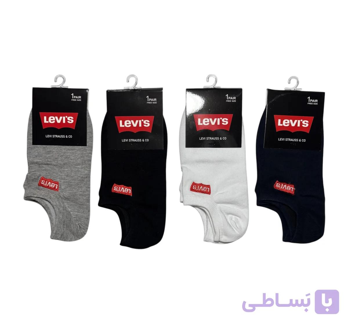 جوراب اسپرت نخ پنبه درجه یک مچی مردانه گلدوزی LEVI'S