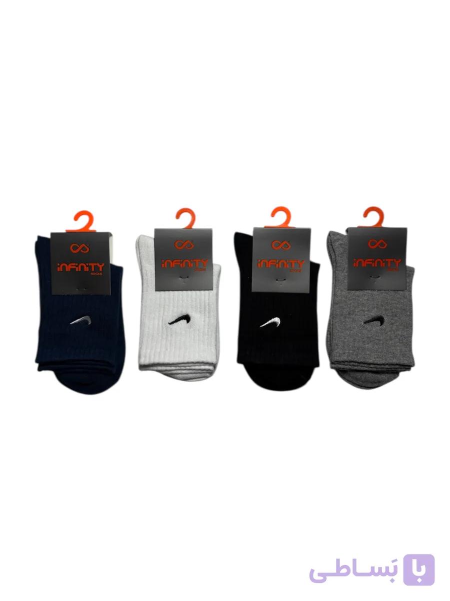جوراب اسپرت نخ پنبه ساقدار بچگانه گلدوزی Nike