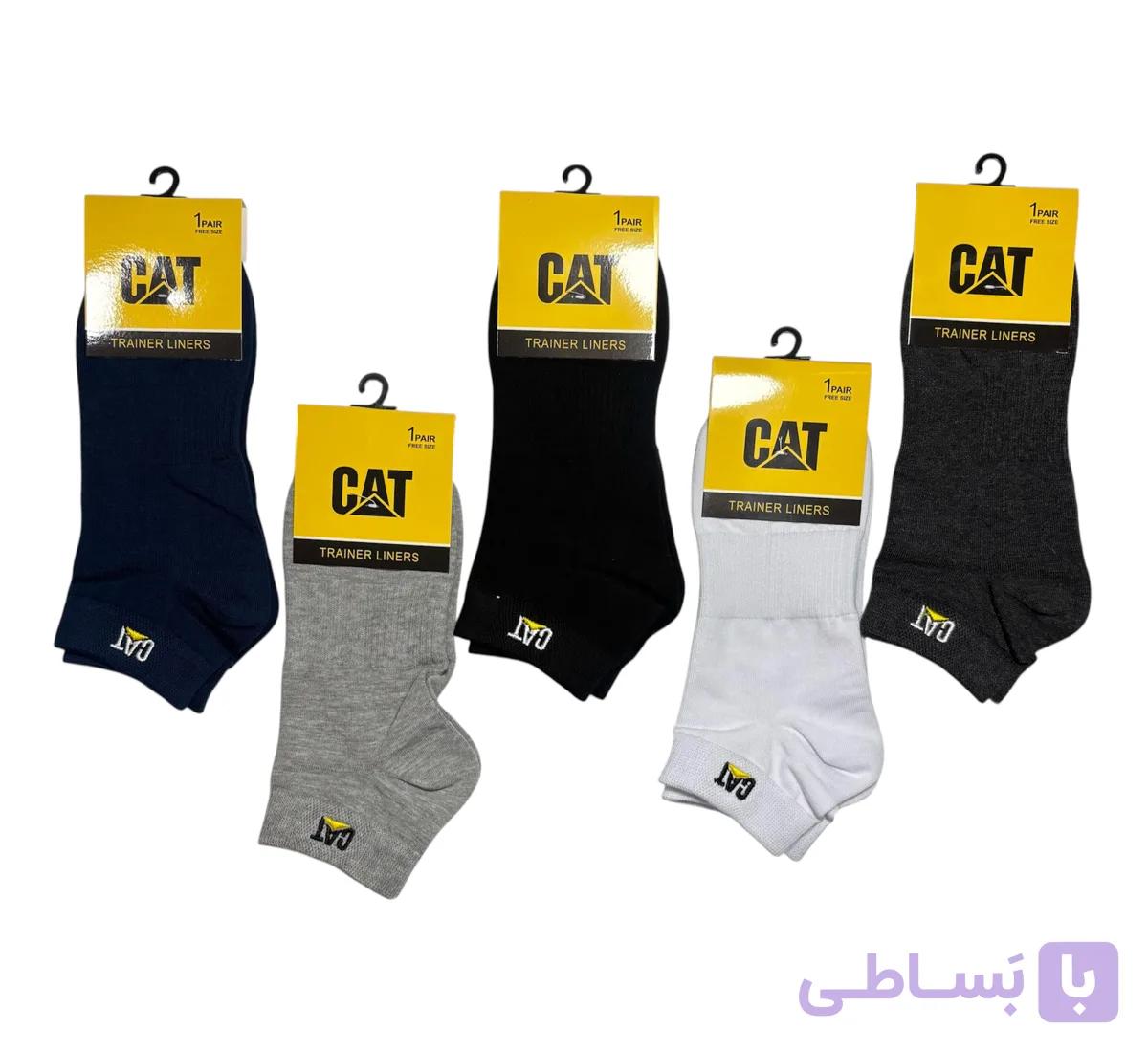 جوراب اسپرت نخ پنبه درجه یک مچی مردانه گلدوزی CAT