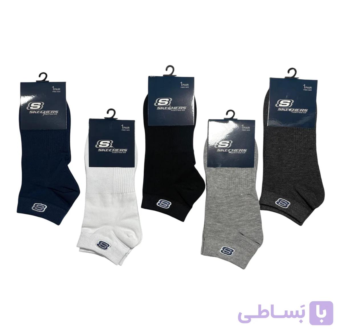 جوراب اسپرت نخ پنبه درجه یک نمیساق مردانه گلدوزی SKECHERS
