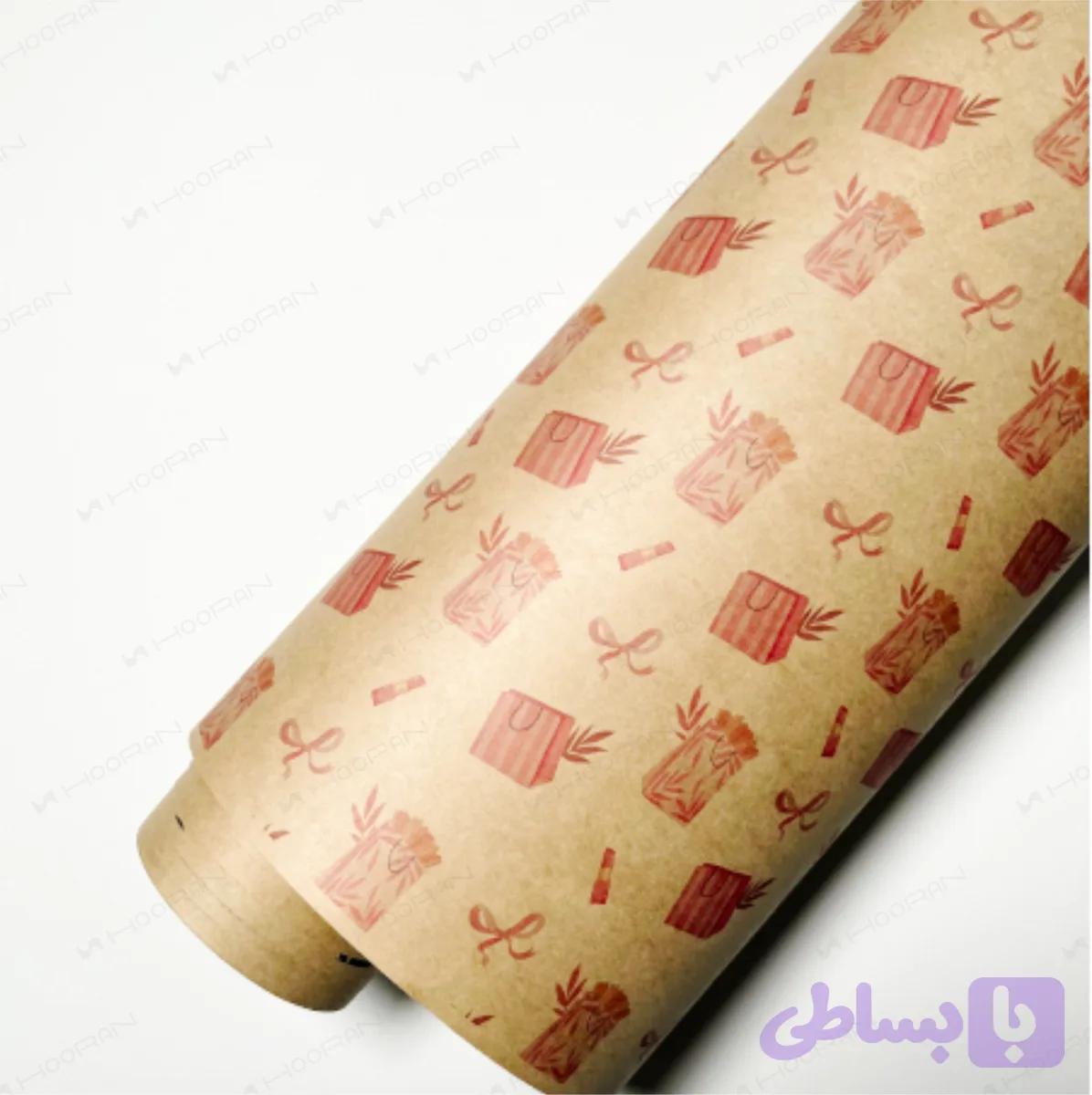 کاغذ کرافت رولی آماده طرح هدیه — تصویر 1