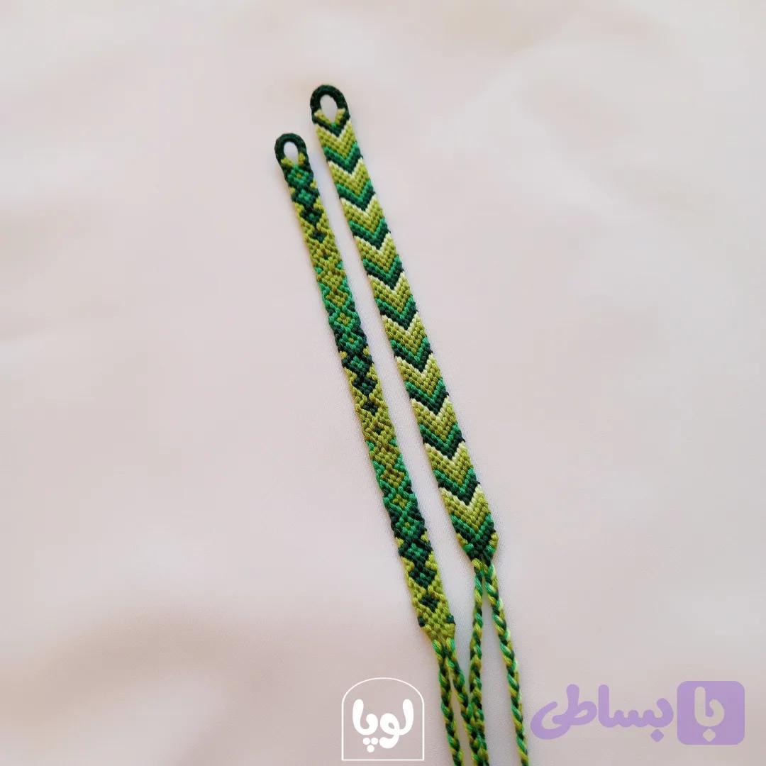 دستبند دوستی دخترانه مدل باریک رنگ سبز
