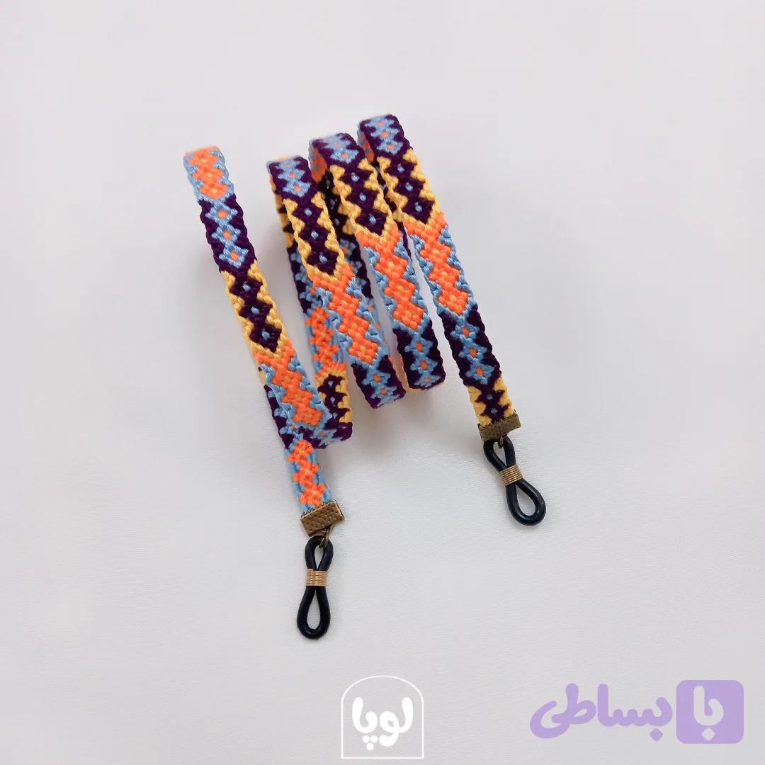 بند عینک دستبافت طرح کهربا باریک