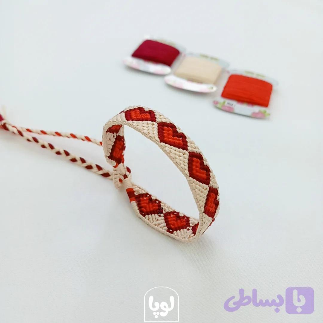 دستبند دوستی دخترانه طرح گیلاس رنگ کرم و آبی