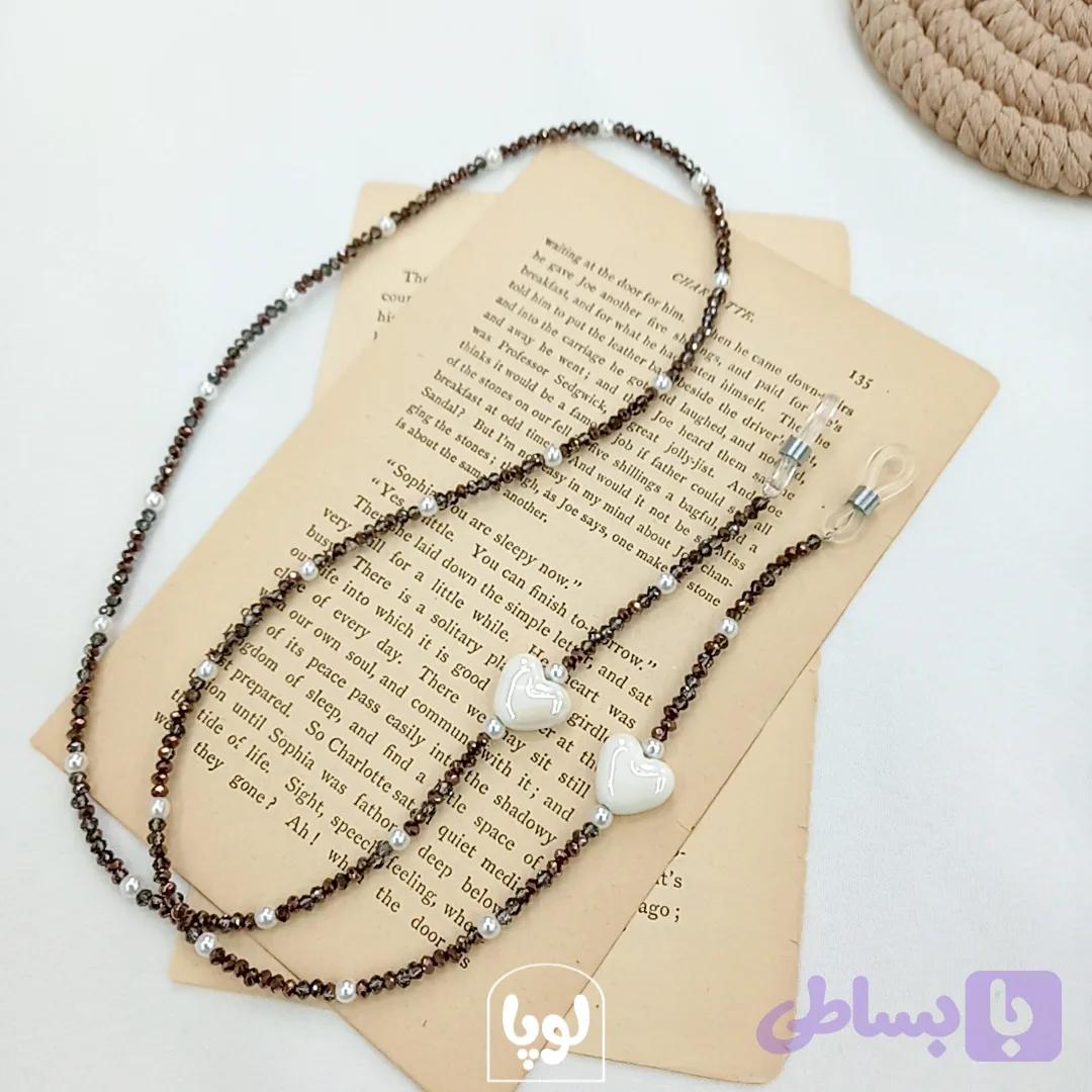 بند عینک کریستال دستساز با گل سرامیکی