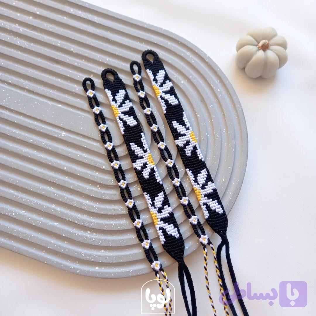 دستبند دوستی دخترانه طرح ابر رنگ مشکی و آبی