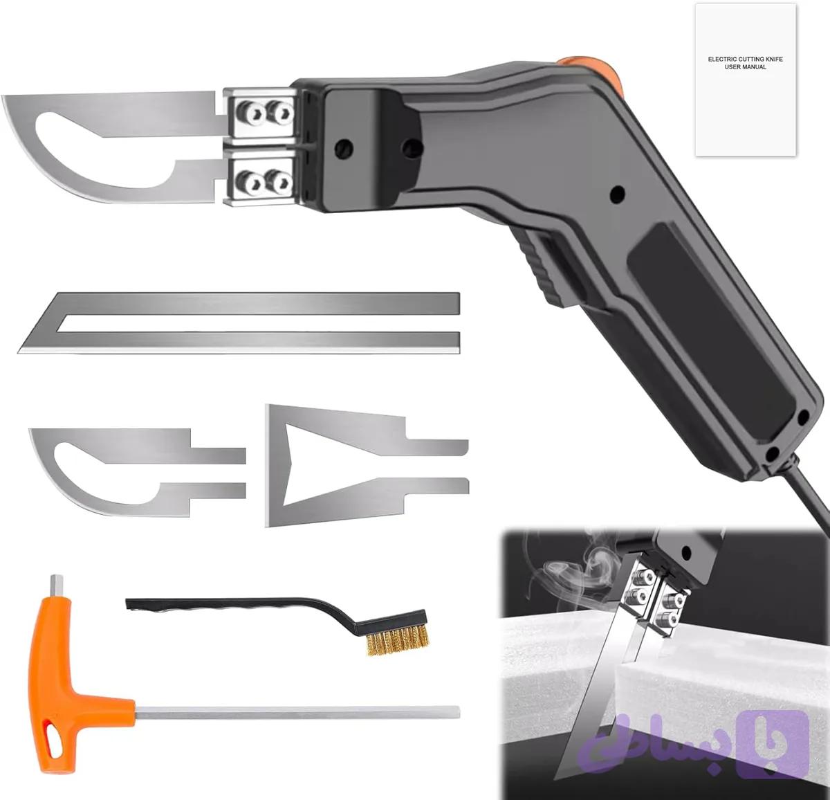 کاتر برقی دستی (Electric Cutter) مدل SW50 با تیغه فلزی و دسته ماشه‌دار، مناسب برش اسفنج، فوم، پارچه و طناب — تصویر 1