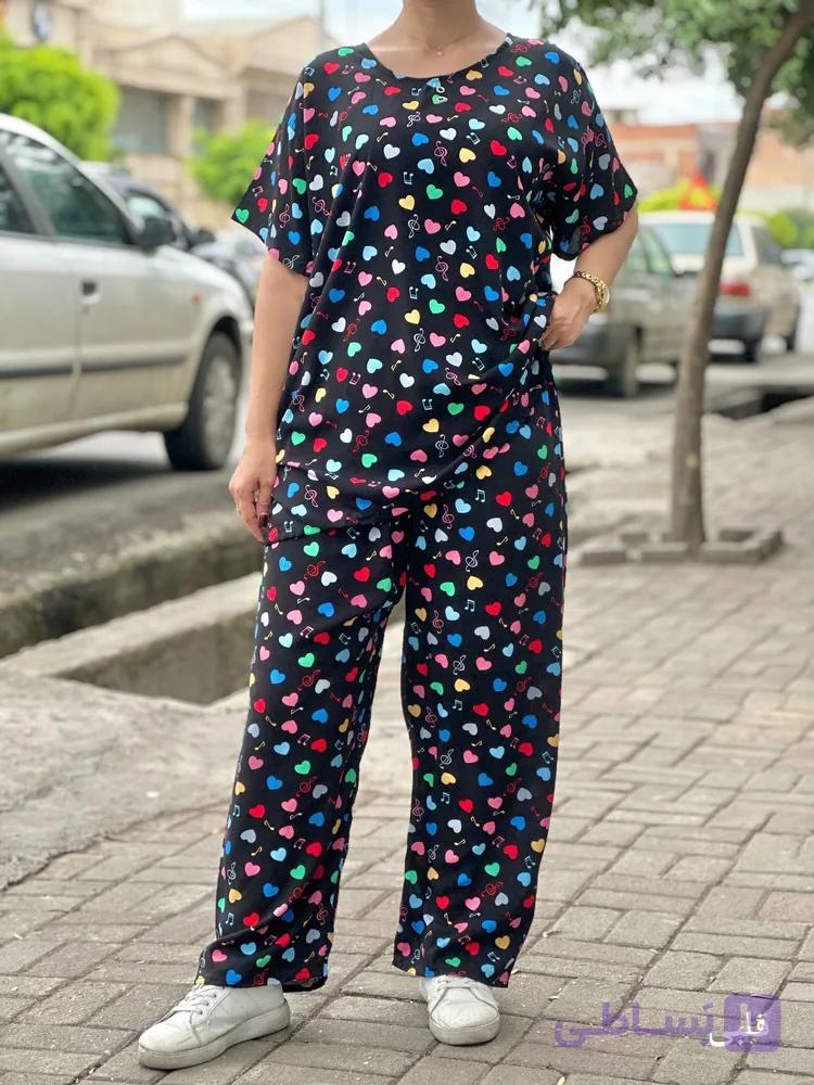 ست تیشرت شلوار نخی ۱۰۸۱ — تصویر 1