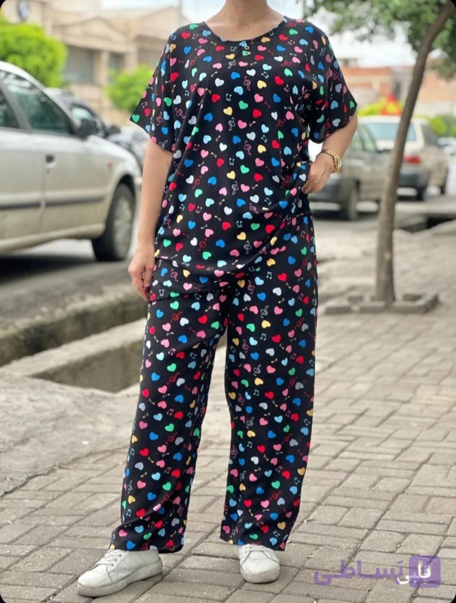 ست تیشرت شلوار نخی ۱۰۹۴ — تصویر 1