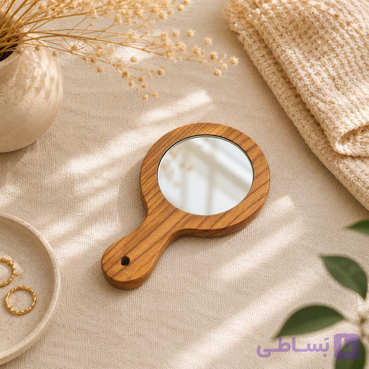 آینه جیبی چوبی مدل لیانا — تصویر 1