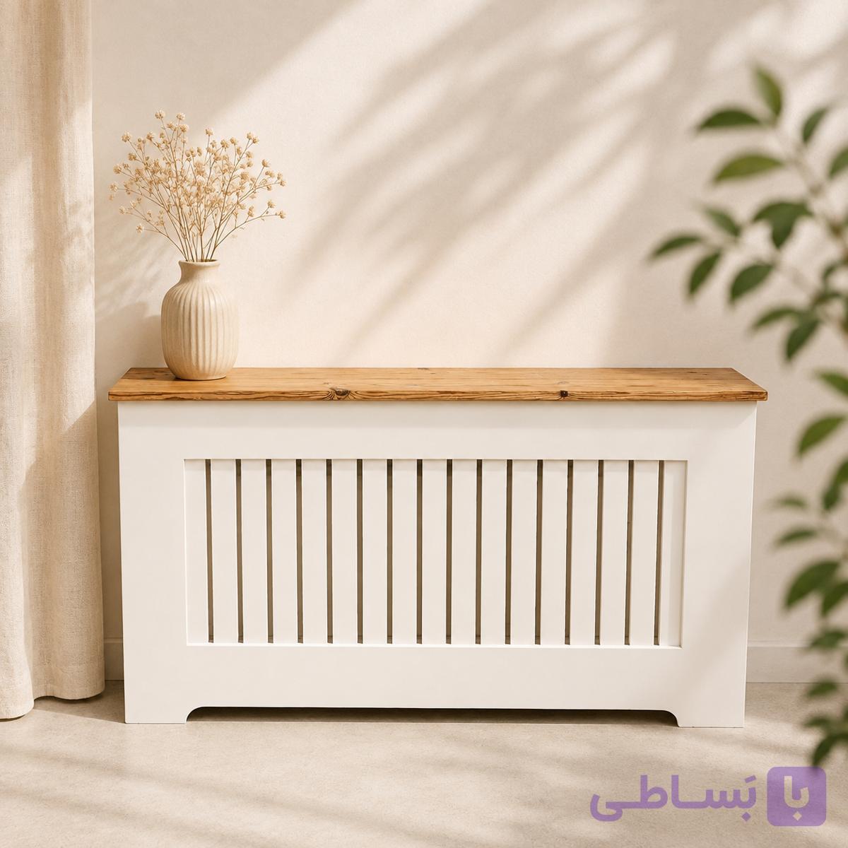 کاور شوفاژ مدرن سفید و چوب طبیعی از 60 تا 200 — تصویر 1