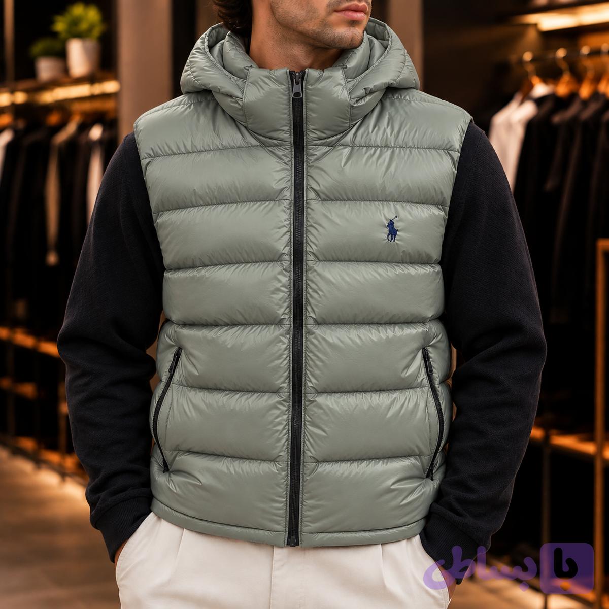پافر کلاه دار Polo گلدوزی سبزی