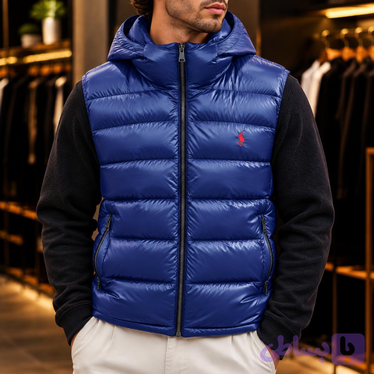 پافر کلاه دار Polo گلدوزی آبی