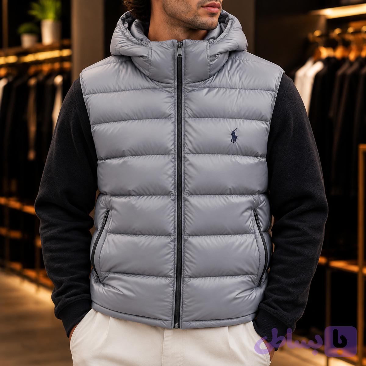 پافر کلاه دار Polo گلدوزی طوسی