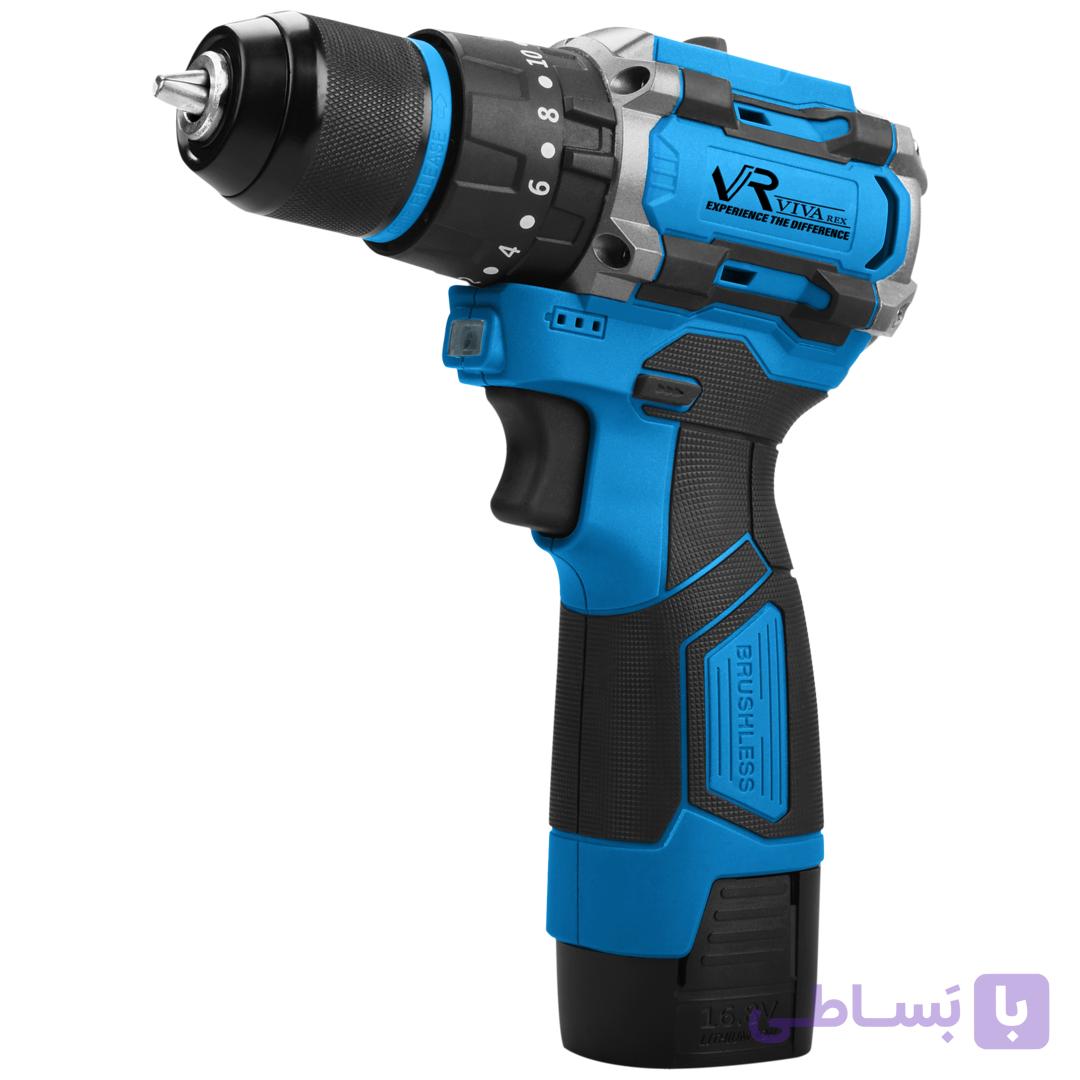 دریل چکشی 16.8 ولت دو باتری موتور براشلس مدل VR1610V-21BL ویوارکس — تصویر 1