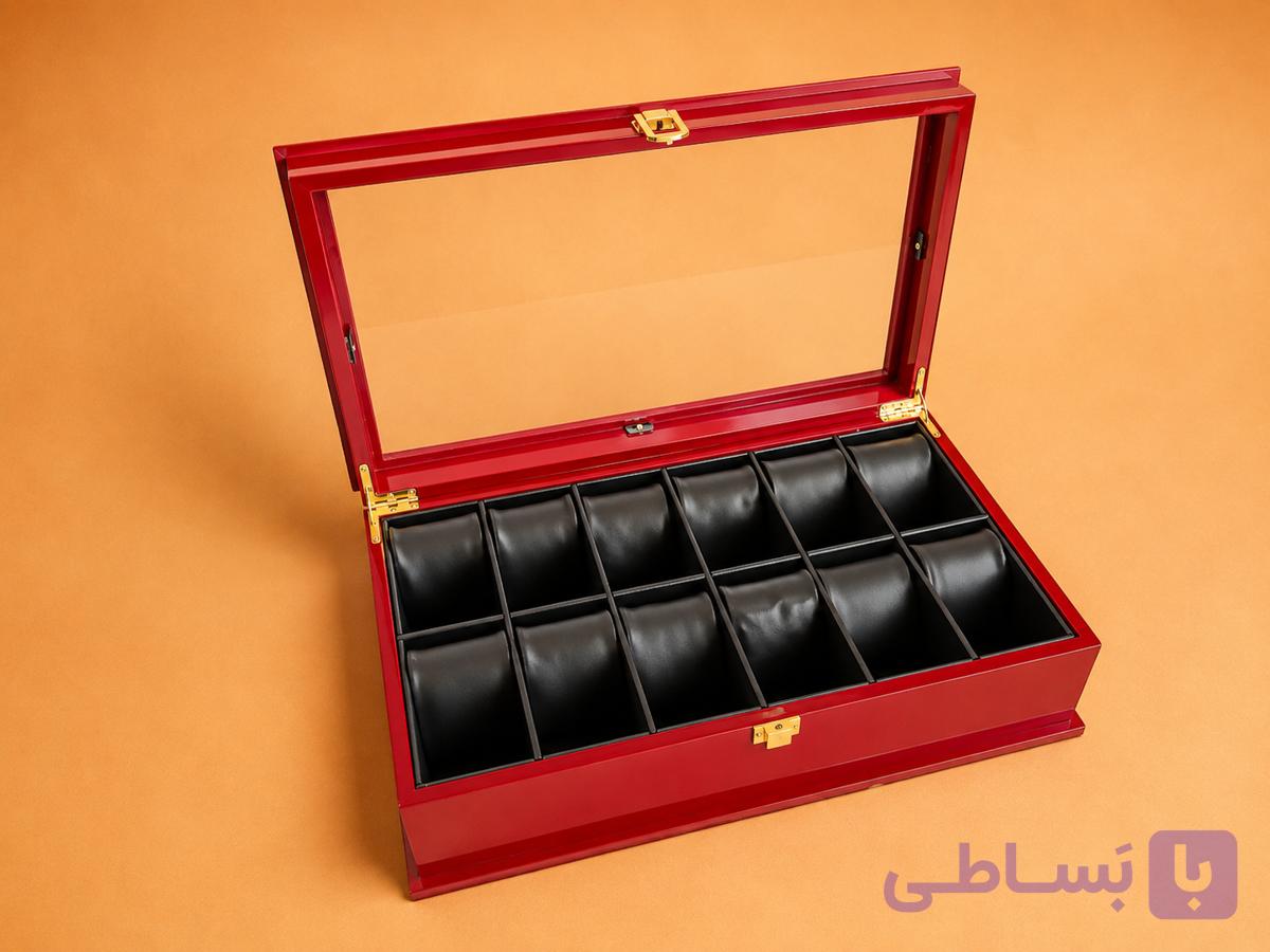 جعبه ساعت مچی لوکس 12 عددی همراه با بالشتک چرمی جیگری — تصویر 1