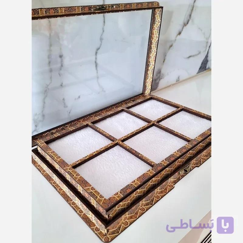 جعبه‌ جا نگینی و سنگ 6 تایی (خاتم) — تصویر 1