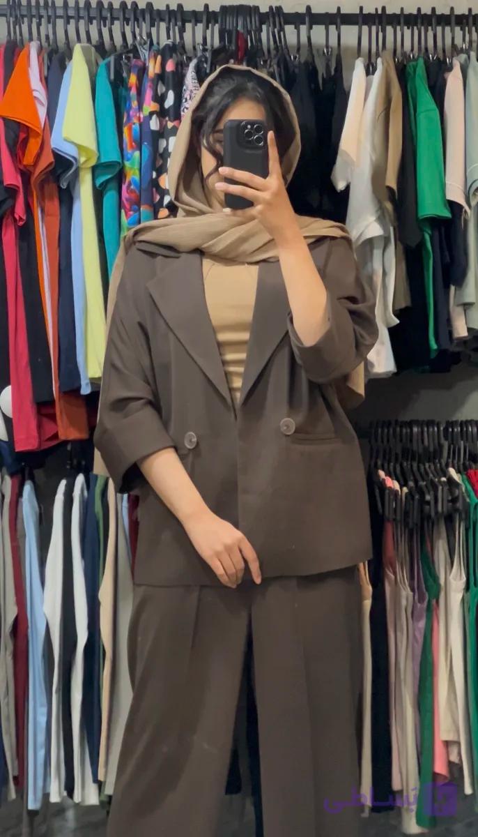 کت شلوار کرپ میله ای |کد