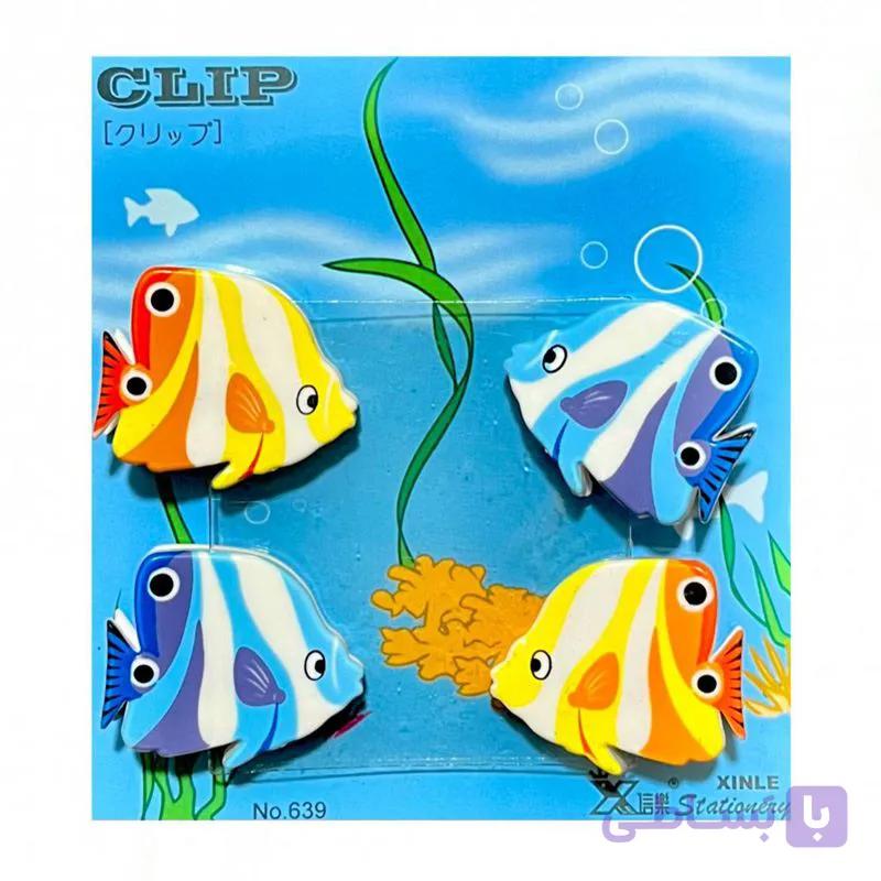 گیره کاغذ فانتزی طرح ماهی(4عددی)