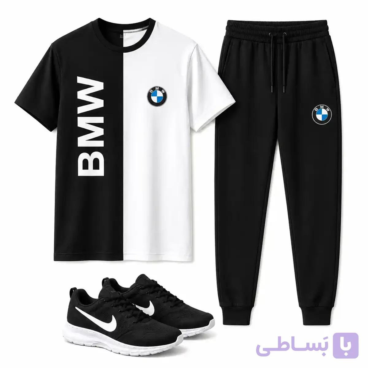 پکیج ست تیشرت شلوار bmw مردانه مدل Noman کفش ورزشی مدل Pavlo — تصویر 1