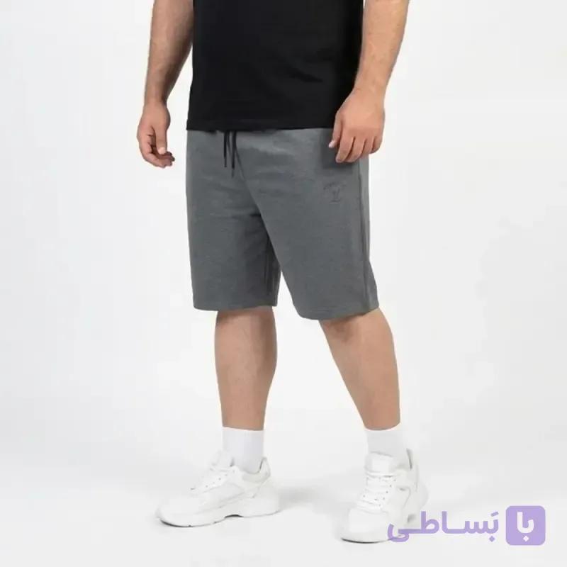 شلوارک مردانه قواره بزرگ طوسی جنس ملانج کد 11845 — تصویر 1