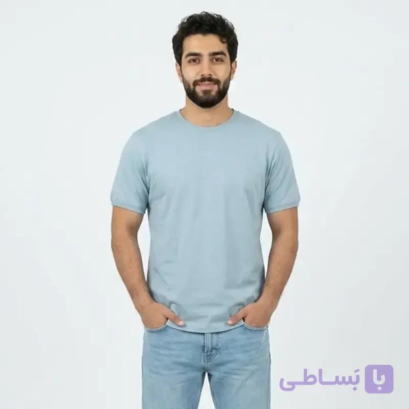تیشرت بیسیک مردانه پنبه خالص یقه گرد آبی کد 11856 — تصویر 1