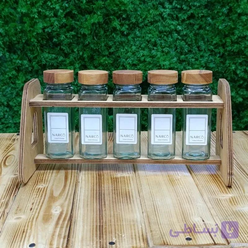 سرویس جا ادویه همراه استند و درپوش نمک پاشی