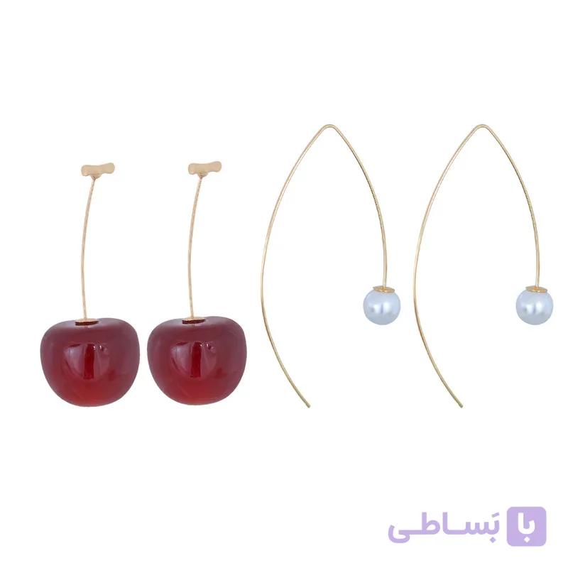 گوشواره زنانه کیوت آویز آلبالو برند فشن