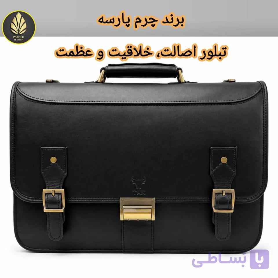 کیف دوشی مدیریتی مردانه و زنانه چرم طبیعی سوپرلوکس (کیف چرم اصل مردانه و زنانه) مدل PL-K-23- کیف اداری چرم گاوی یهترین هدیه سازمانی برای افراد اصیل و حرفه ای — تصویر 1