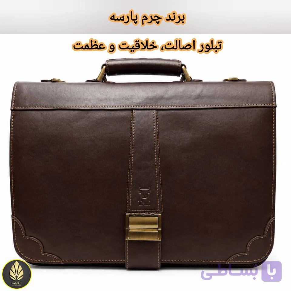 کیف چرم اداری مردانه و زنانه (کیف اداری چرم اصل) مدل PL-K-30- کیف مردانه چرم اصل گاوی مخصوص دانشجویان و افراد اصیل و حرفه ای — تصویر 1