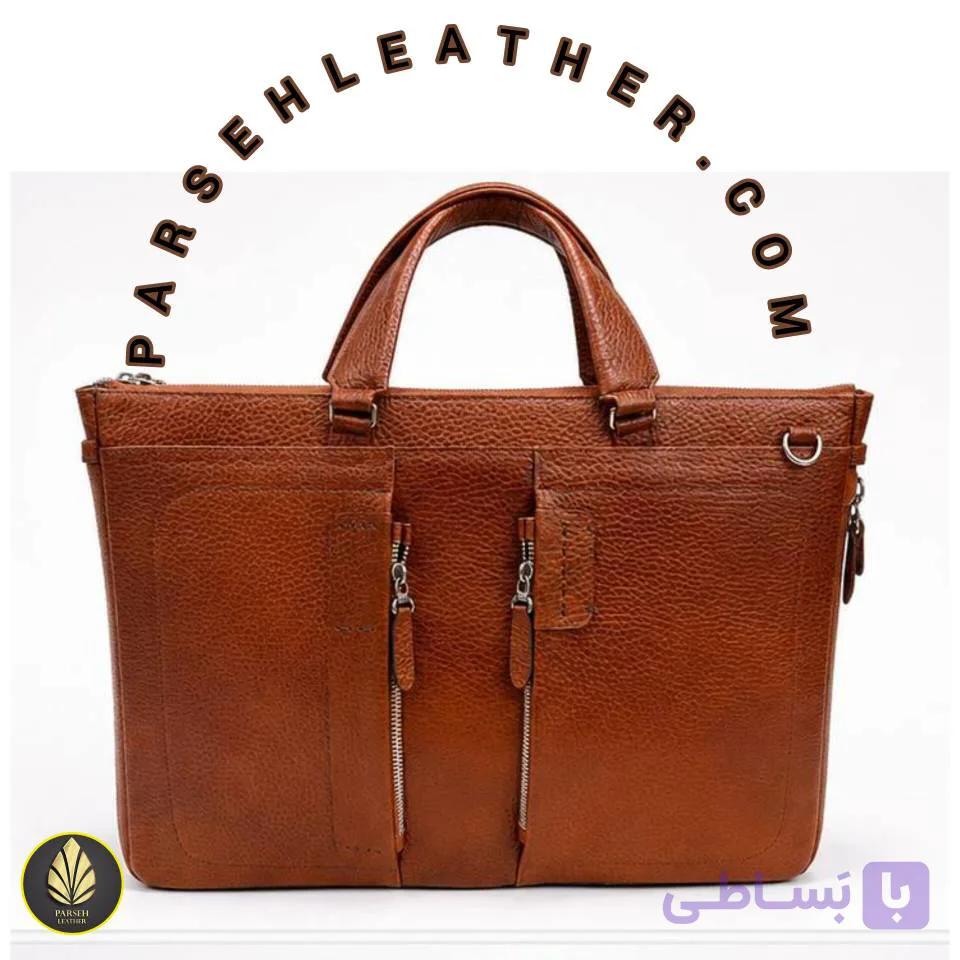 کیف اداری مردانه چرم طبیعی سوپرلوکس (کیف اداری زنانه و مردانه) مدل PL-K-21- کیف اداری چرم گاوی مدیریتی مخصوص افراد با اصالت و حرفه ای — تصویر 1