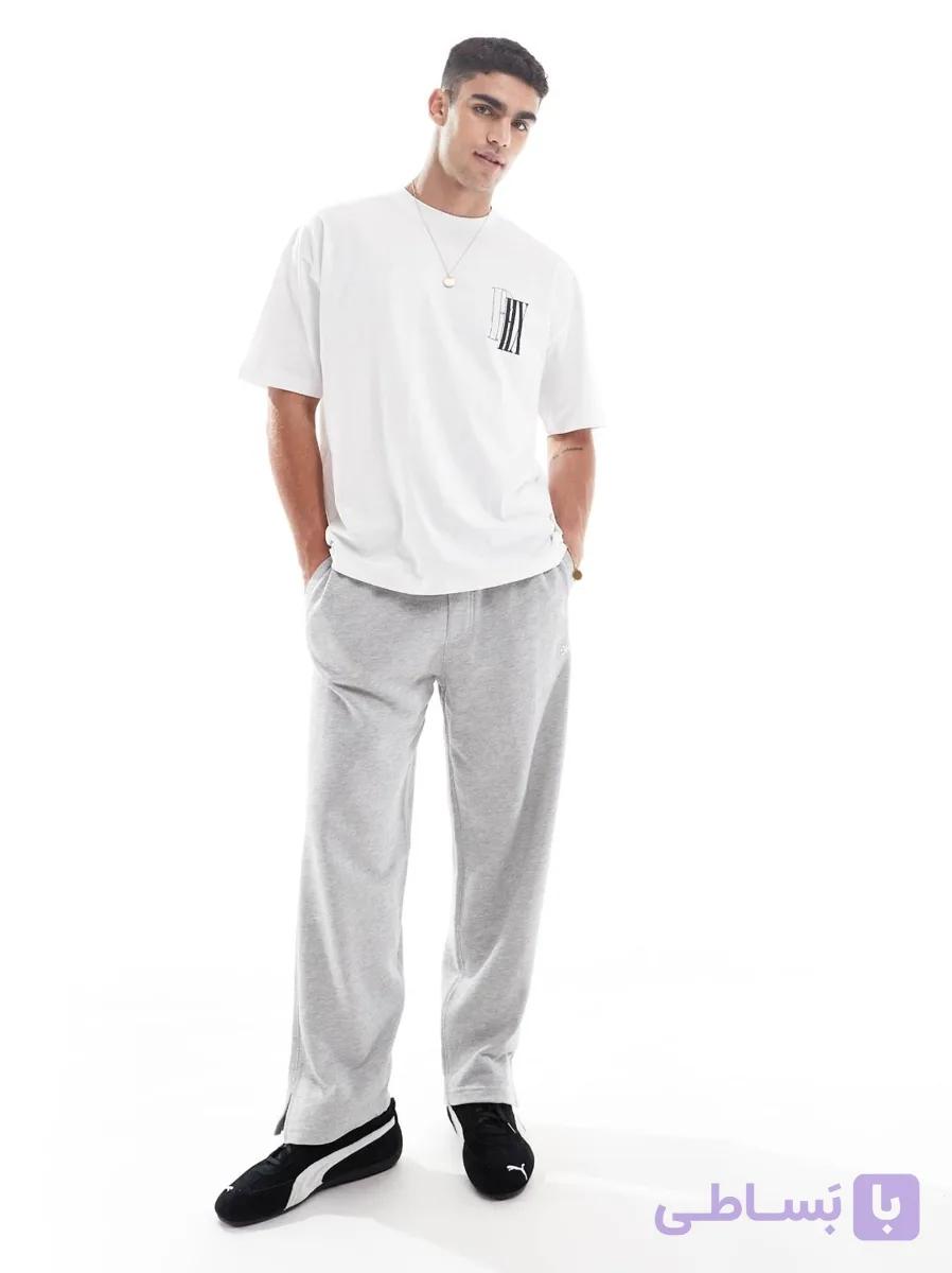 شلوار اسلش نیم بگ چهار فصل اورجینال برند(PULL&amp;BEAR) کد 0320 طوسی — تصویر 1