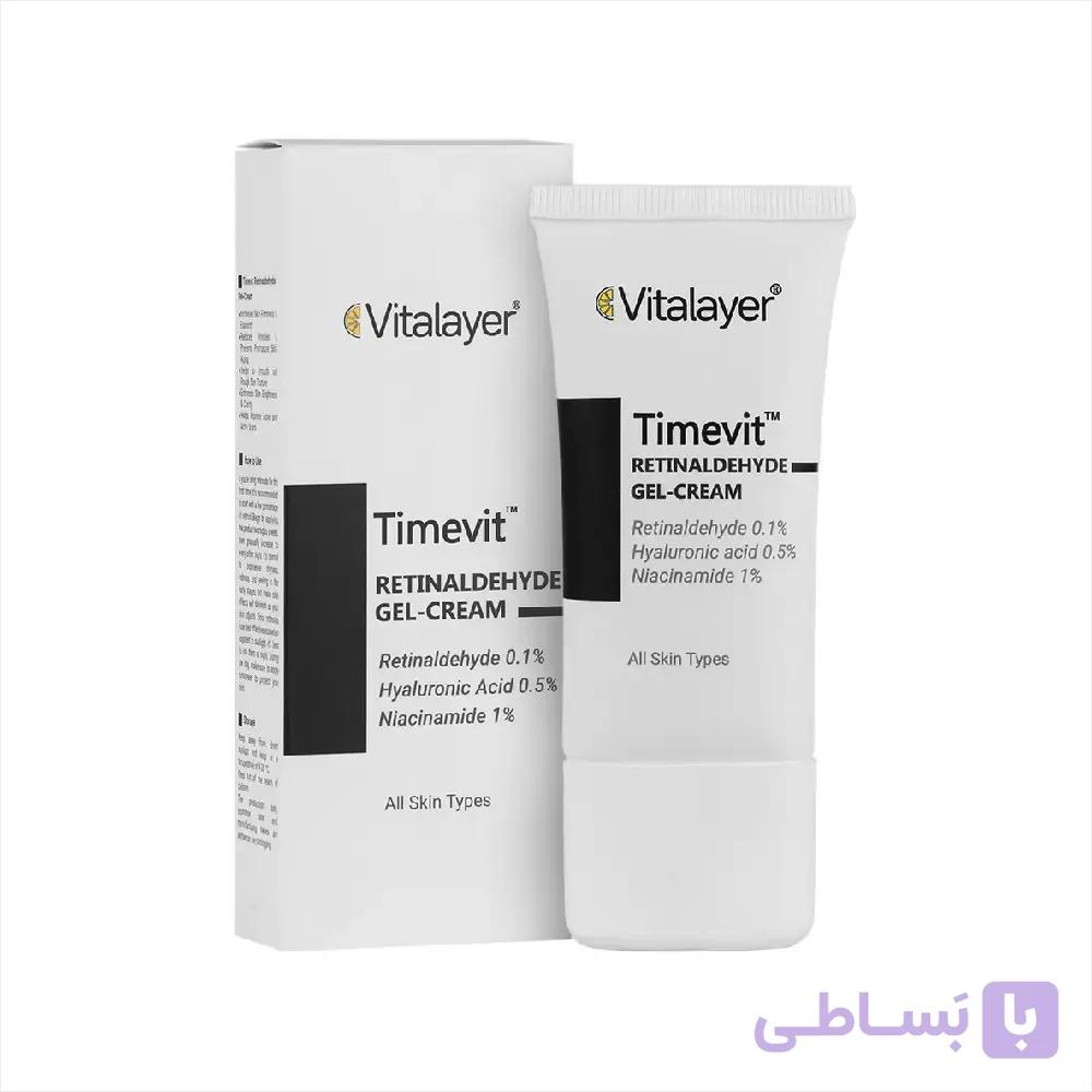 ویتالیر تایم ویت ژل کرم رتینالدئید ضد چروک و پیری رتینالدئید 1% و هیالورونیک اسید 0.5% و نیاسینامید 1% 30ml — تصویر 1