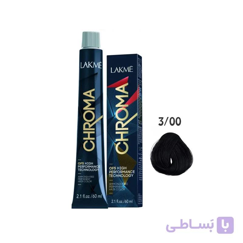رنگ مو فاقد آمونیاک کروما لاکمه Lakme Chroma Ammonia Free Permanent Hair Color 3/00 60ml