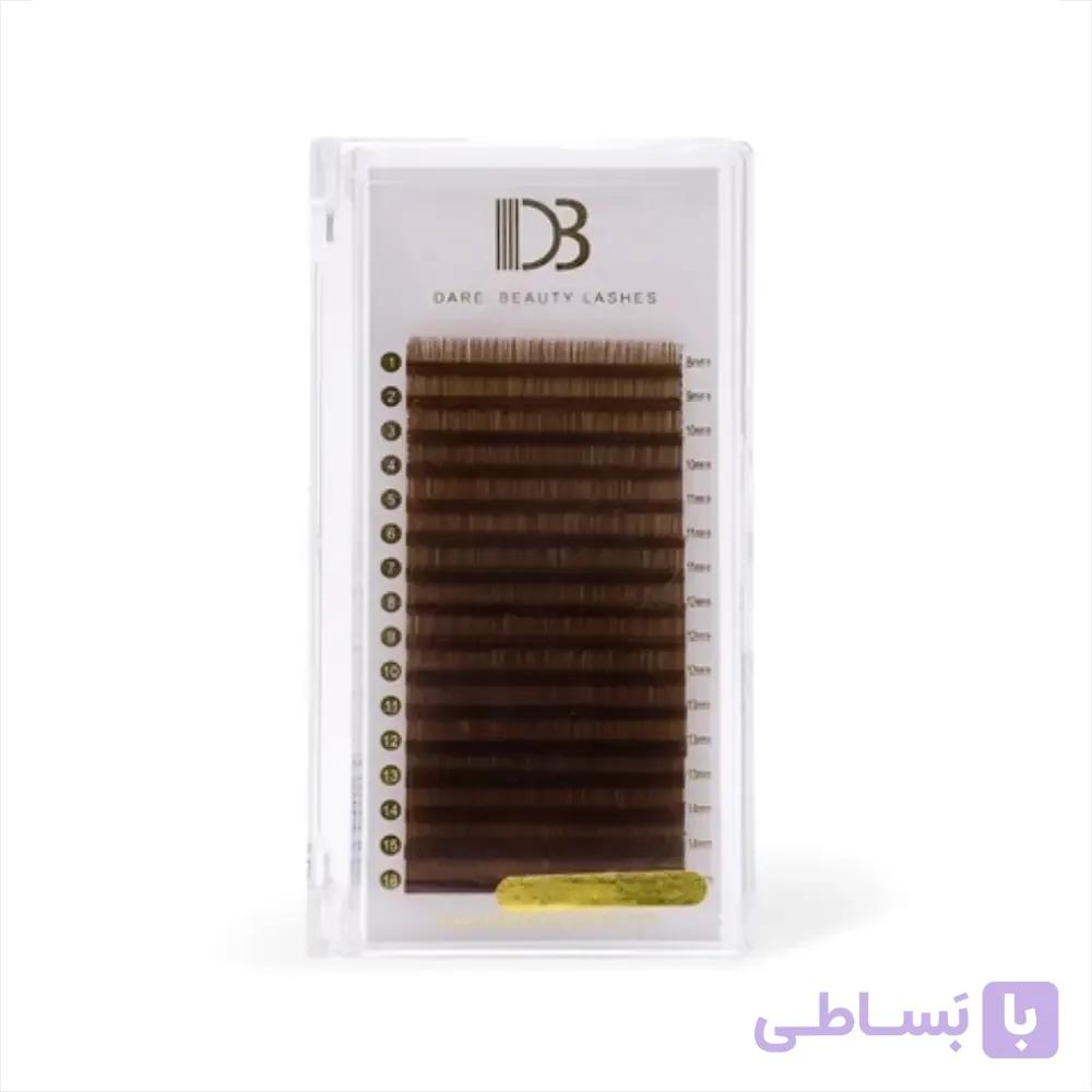 پالت مژه اکستنشن والیوم 16 لاین رنگی قهوه ای متوسط دی بی DB سایز میکس ضخامت 0.07 فر D