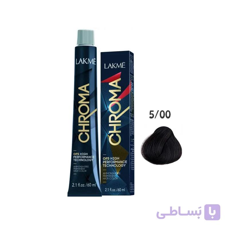 رنگ مو فاقد آمونیاک کروما لاکمه Lakme Chroma Ammonia Free Permanent Hair Color 5/00 60ml