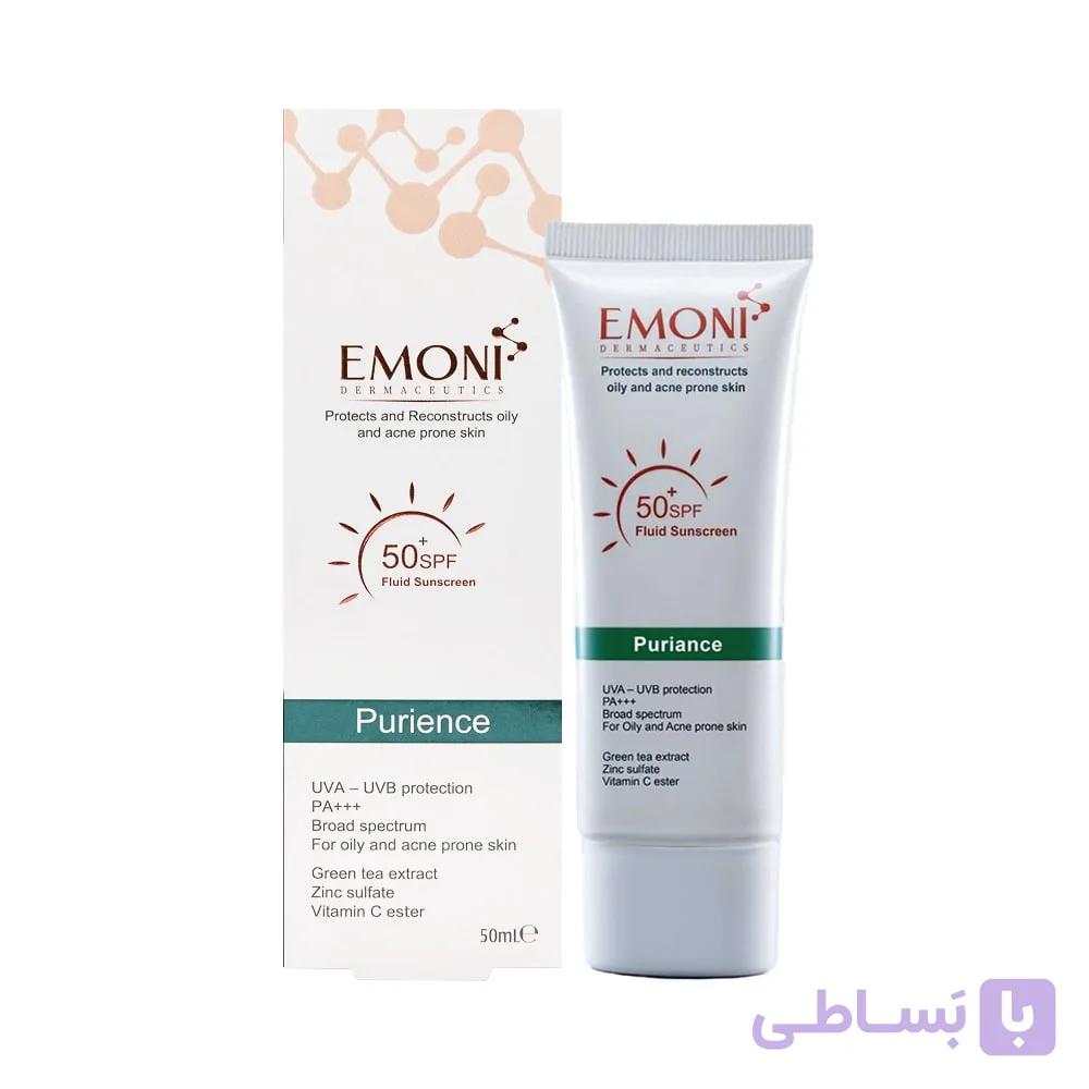 کرم ضد آفتاب امونی رنگی پوست مختلط و چرب پورینس 50ml SPF50