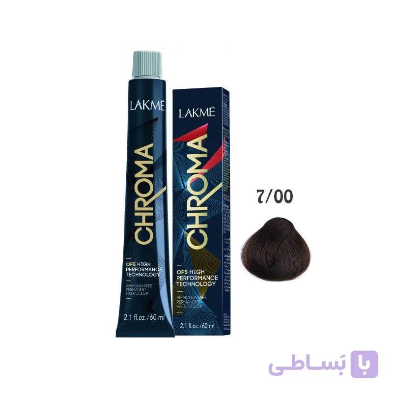 رنگ مو فاقد آمونیاک کروما لاکمه Lakme Chroma Ammonia Free Permanent Hair Color 7/00 60ml